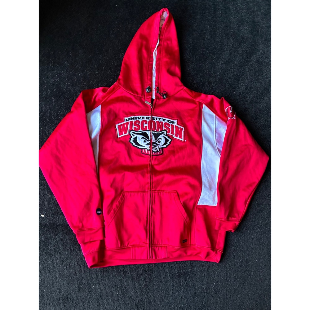 JanSport University of Wisconsin Badgers Full Zip Hoodie Red Mens Large NCAA